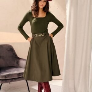 Fusta clos kaki cu lant decorativ