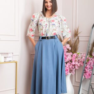 Fusta clos lunga Marissa cu buzunare functionale - Albastru