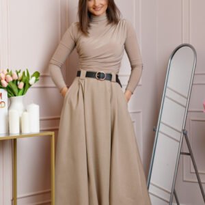 Fusta clos lunga Marissa cu buzunare functionale - Bej taupe