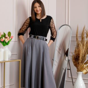 Fusta clos lunga Marissa cu buzunare functionale - Gri