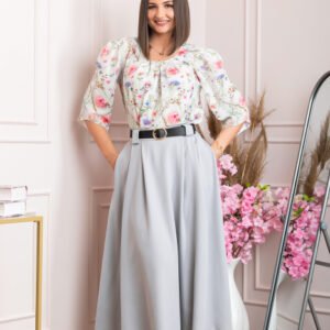 Fusta clos lunga Marissa cu buzunare functionale - Gri deschis