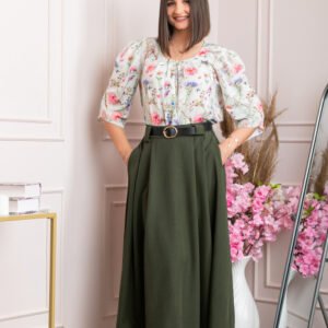 Fusta clos lunga Marissa cu buzunare functionale - Kaki