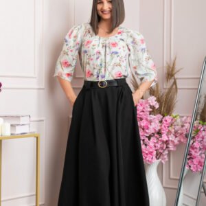 Fusta clos lunga Marissa cu buzunare functionale - Negru