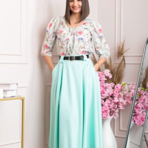 Fusta clos lunga Marissa cu buzunare functionale - Turcoaz