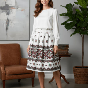 Fusta elegantacu imprimeu traditional