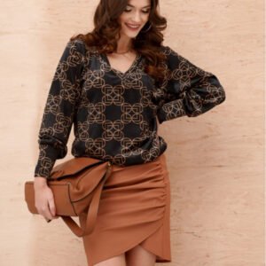 Fusta mini camel cu volanase