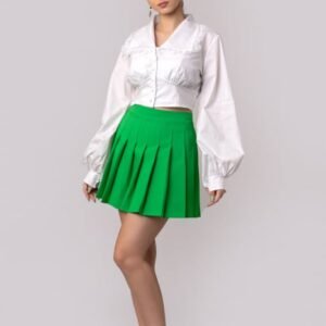 Fusta mini plisata verde