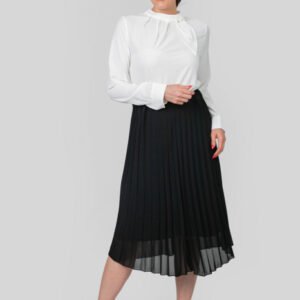 Fusta neagra din voal cu elastic in talie