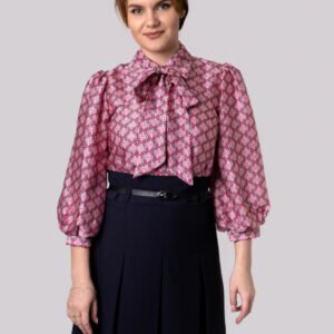 Fusta office bleumarin cu pliuri