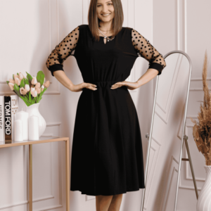 Fusta office plisata neagra cu pliuri largi