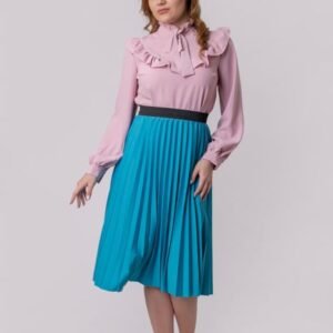 Fusta plisata Luna cu elastic in talie - Albastru