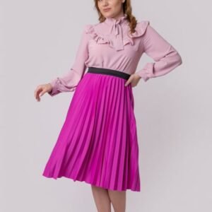 Fusta plisata Luna cu elastic in talie - Fuchsia