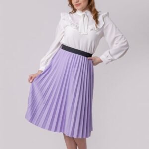 Fusta plisata Luna cu elastic in talie - Lila