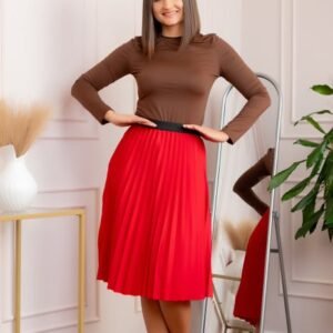 Fusta plisata Luna cu elastic in talie - Rosu