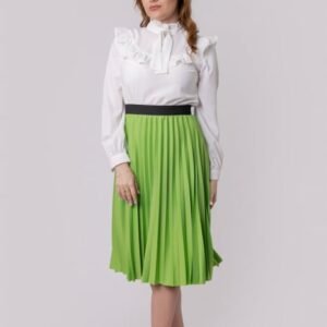 Fusta plisata Luna cu elastic in talie - Verde praz
