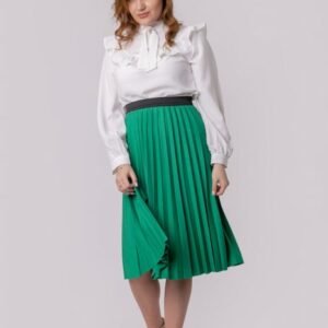 Fusta plisata Luna cu elastic in talie - Verde smarald