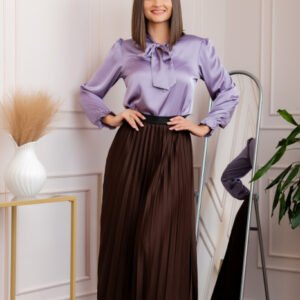 Fusta plisata eleganta Jacqueline cu elastic in talie - Maro
