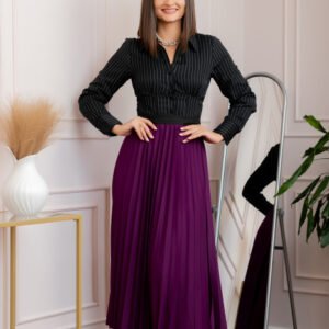 Fusta plisata eleganta Jacqueline cu elastic in talie - Mov
