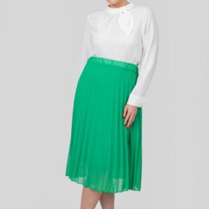 Fusta verde din voal cu elastic in talie