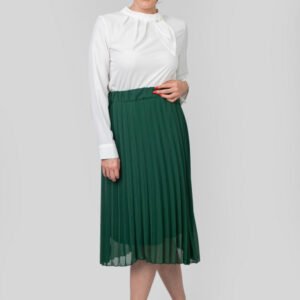 Fusta verde smarald din voal cu elastic in talie