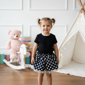 Fustita bleumarin cu Buline si tulle