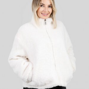 Geaca alba din blanita sintetica