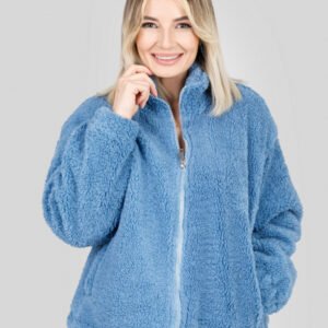Geaca bleu din blanita sintetica