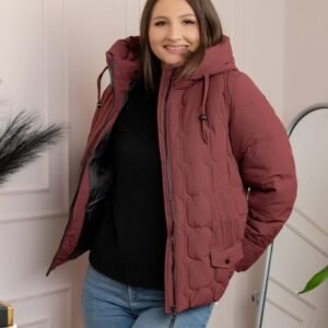 Geaca matlasata Alyssa cu gluga nedetasabila - Caramiziu