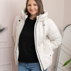 Geaca matlasata Alyssa cu gluga nedetasabila - Ivoire
