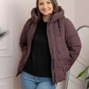 Geaca matlasata Alyssa cu gluga nedetasabila - Mov pruna