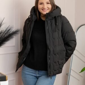 Geaca matlasata Alyssa cu gluga nedetasabila - Negru