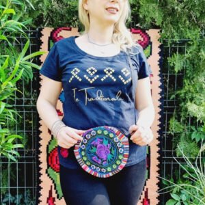 Geanta stilizata cu motive traditionale cu floare 13