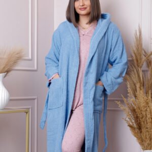 Halat dama Naomi albastru cu cordon si buzunare
