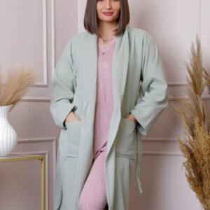 Halat dama Naomi verde mint cu cordon si buzunare