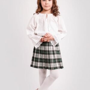 Ie traditionala alba pentru fetite cu motiv geometric alb Anna