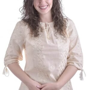 Ie traditionala crem cu motiv floral auriu Codrina 02