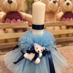 Lumanare Botez Voal Ursulet - Bleu 2