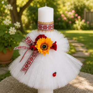Lumanare de botez traditionala cu floarea-soarelui 10