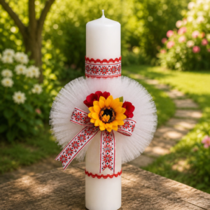 Lumanare de botez traditionala cu floarea-soarelui 11