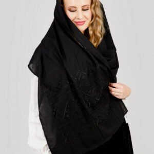 Marama traditionala neagra cu broderie geometrica neagra Otilia 01
