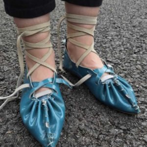 Opinci unisex din piele naturala bleu
