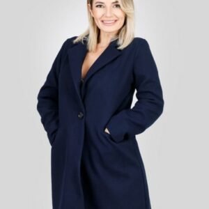 Palton elegant bleumarin cu un nasture