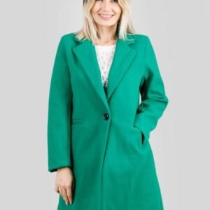 Palton elegant verde cu un nasture