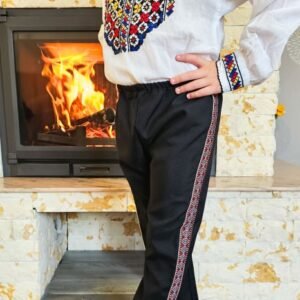 Pantalon traditional baieti Negru