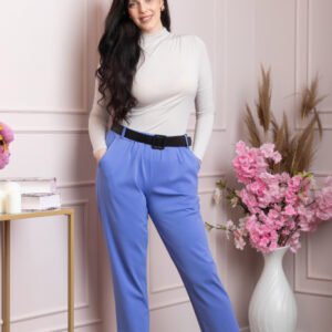 Pantaloni Jessie albastri cu croi lejer si talie elastica