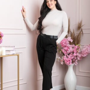 Pantaloni Jessie negri cu croi lejer si talie elastica
