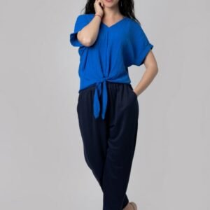 Pantaloni bleumarin casual cu buzunare
