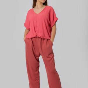 Pantaloni caramizii casual cu buzunare