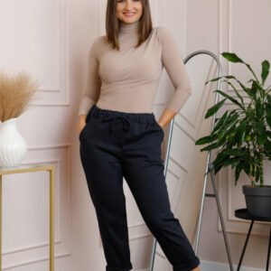 Pantaloni casual Kayla cu buzunare laterale si snur reglabil - Bleumarin
