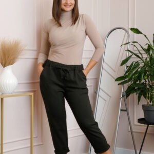 Pantaloni casual Kayla cu buzunare laterale si snur reglabil - Gri